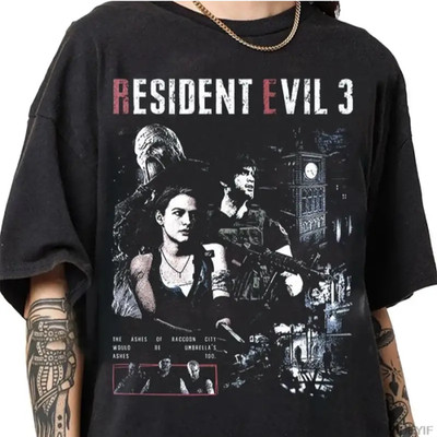 Resident Evil 3 Biohazard T Shirt Retro Horror Game Graphic Tee S-5XL
