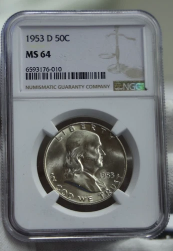 1953 D US Franklin Half 50c NGC MS64