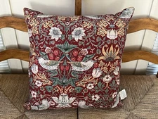 XL William Morris At Home Red Strawberry Thief  24” Square Pillow