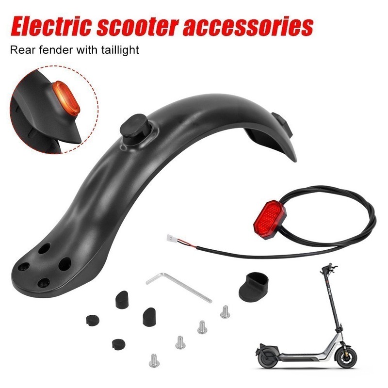 Electric Scooter Rear Fender Taillight Set 4 Hole Mudguard Replacement Light Kit