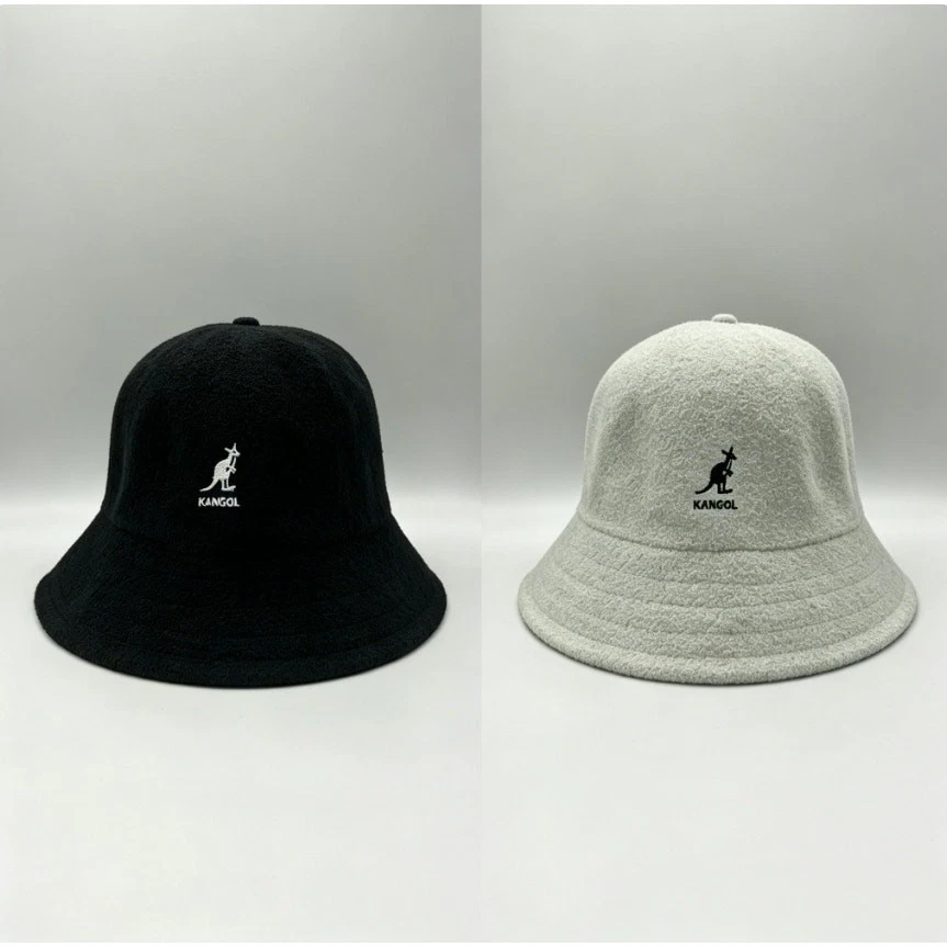 2Pcs Kangol Bucket Hat Black/White Soft Terry Casual Sun Hat for Men Women