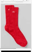ALO Men's Red Crew Socks Mid Calf Length