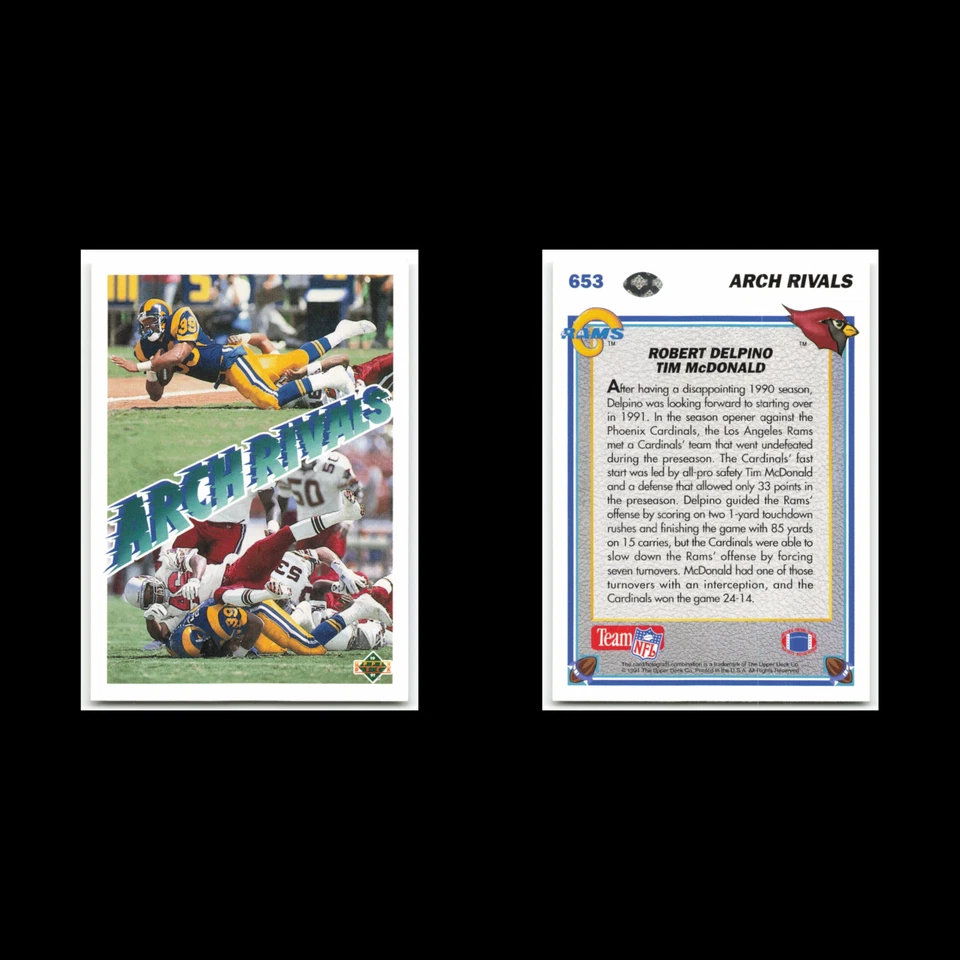 Robert Delpino/Tim McDonald #653 1991 Upper Deck Football Card NFL NM - Image 3 of 3