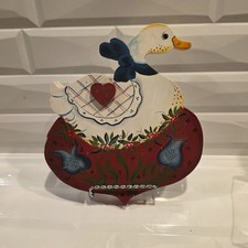 Vintage Handmade Wooden Goose -Country Style Hand Painted