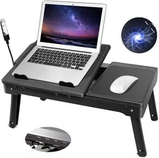 Laptop Bed Stand Adjustable Laptop Table with Cooling Fan Foldable Laptop Desk