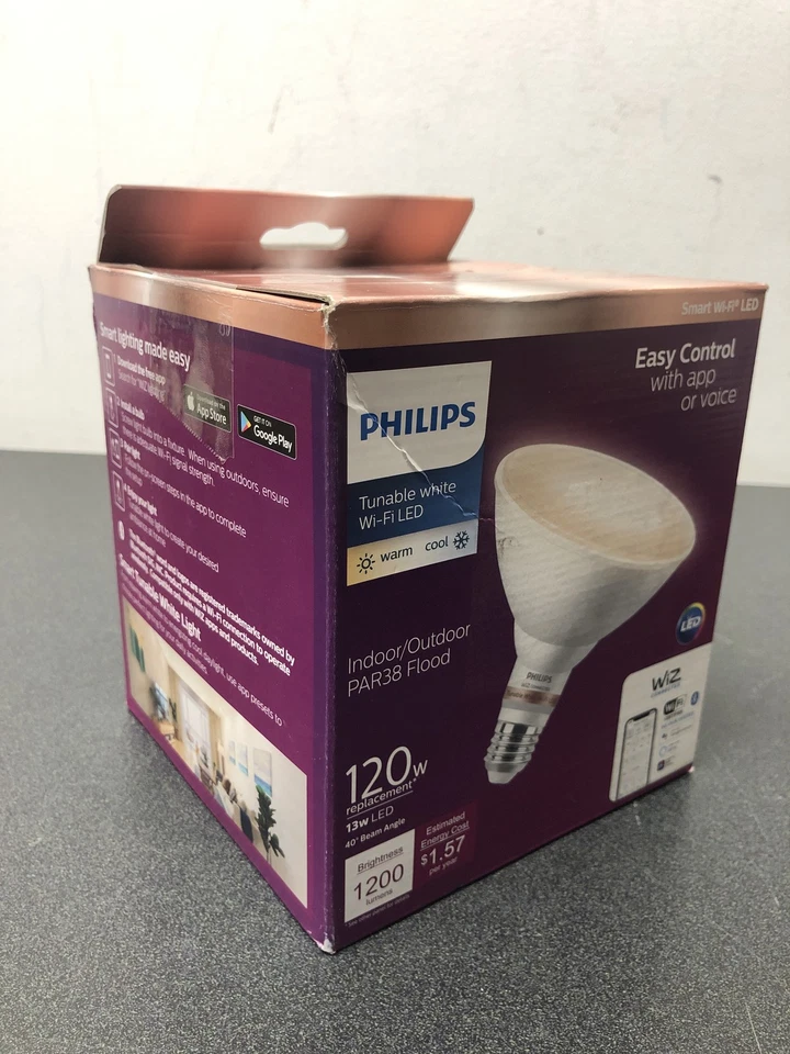 Philips 120W Equivalent PAR38 Smart Wi-Fi Tunable White Light Bulb with Bluetoot - Image 2 of 4
