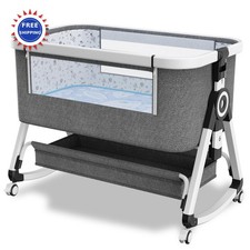 Baby Bassinet Bedside Sleeper 3 in 1 with Storage Basket Wheels Portable Crib