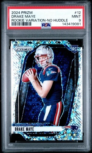 2024 Panini Prizm Drake Maye No Huddle Variation PSA 9 Rookie Patriots