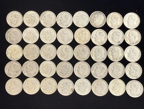 Mixed Dates Roosevelt Dimes 90% Silver 40 Coin Lot