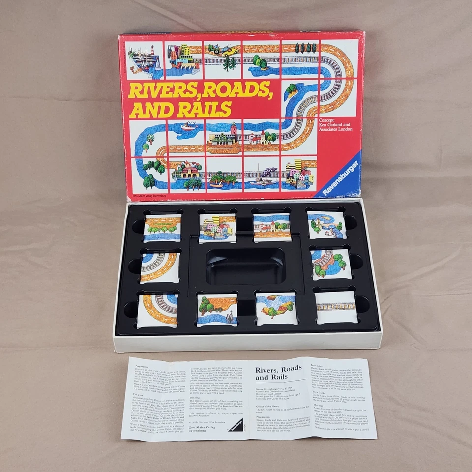 VINTAGE Ravensburger Rivers Roads and Rails COMPLETE 1984 Matching Game Kids Fun - Image 2 of 4