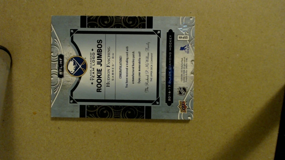 2016-17 Black Diamond Rookie Team Logo Jumbos #RTLHF Hudson Fasching - Image 2 of 2