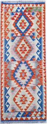 Tash 200x66 cm Vintage Türkische Handarbeit Afghan Modern Wollteppich Kelim Rug