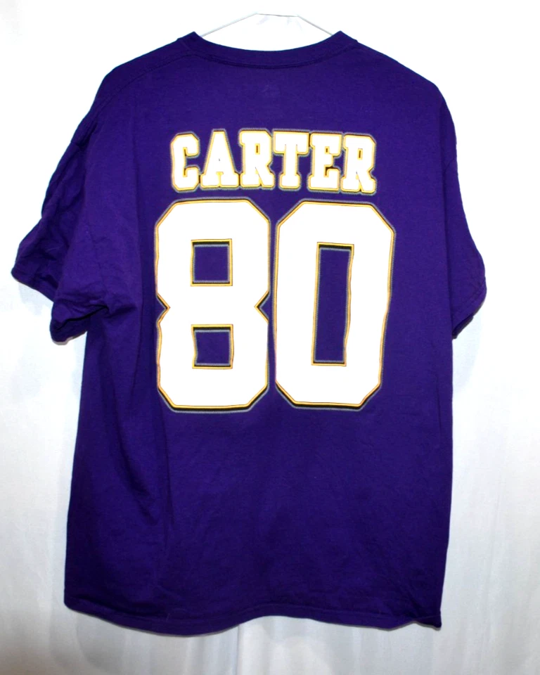 Camiseta masculina Minnesota Vikings #80 Chris Carter NFL Majestic Pro Hall Of Fame GG - Imagem 3 de 4
