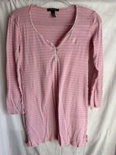 Women s Lauren Ralph Lauren Nightgown Pink White Striped Cotton S