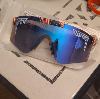 #ad #ad Pit Viper Cycling Sunglasses Blue Mirrored Shield American Flag Pattern $18.00
