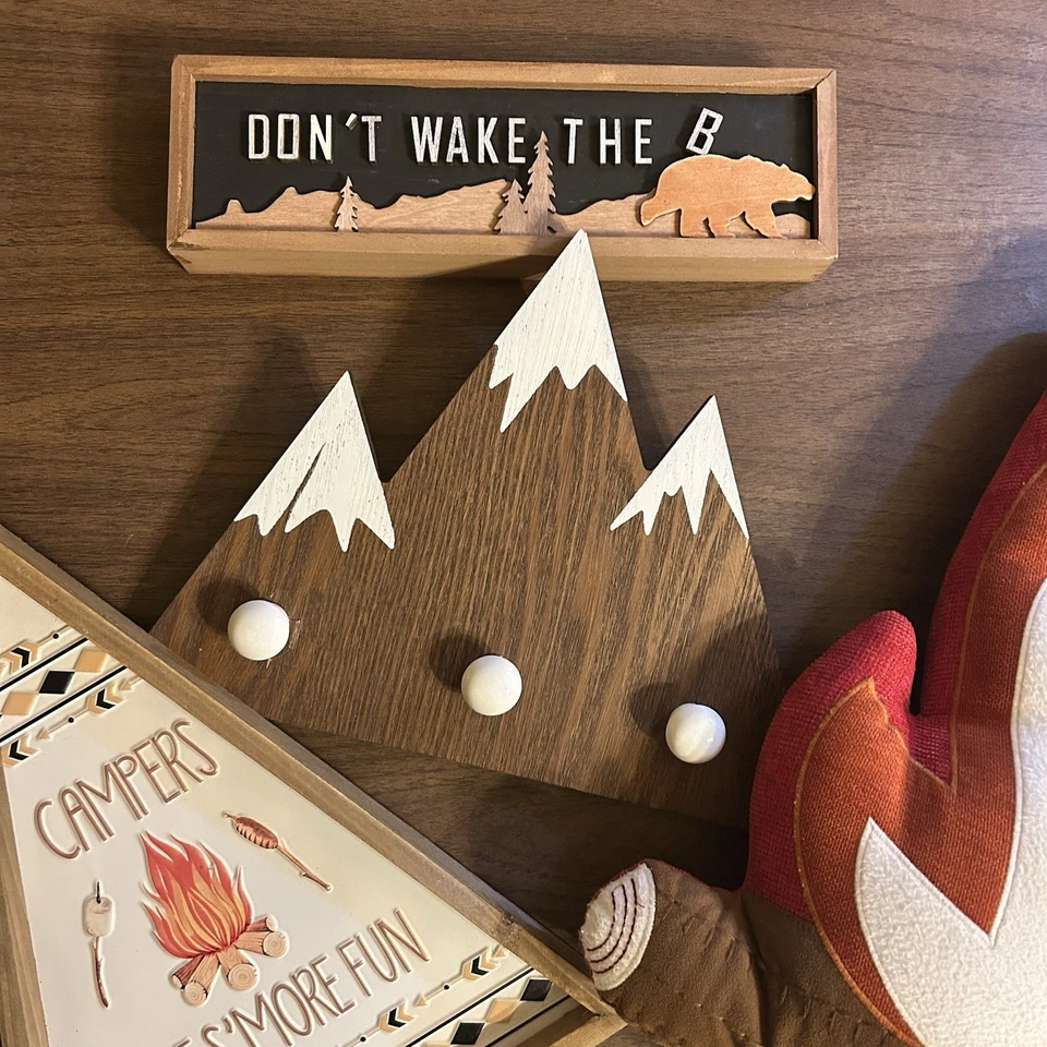 Лесной детский декор искусство деревенский лот из 4 медвежьих подушек горы - Изображение 4 из 4