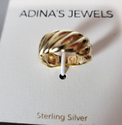 Adinas Jewels Womens Gold Tone Sterling Silver Rope Ring Size 6
