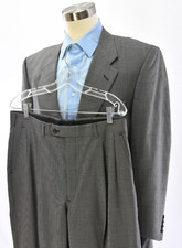 90s Burberrys' Mens Suit Black  Gray Wool Micro Plaid 42L Pants 38 x 31 USA