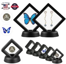 5Pcs 3D Floating Coin Display Frame Stand Holder Jewelry Challenge Case Box USA