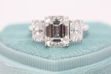 Emerald Cut 3 Stone Diamond Ring 6.00 Ct  D VVS1 Lab Grown Certified White Gold