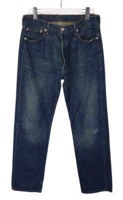 LEVI'S 501 Jeans Mens W34 Dark Blue Whiskers Straight Fit