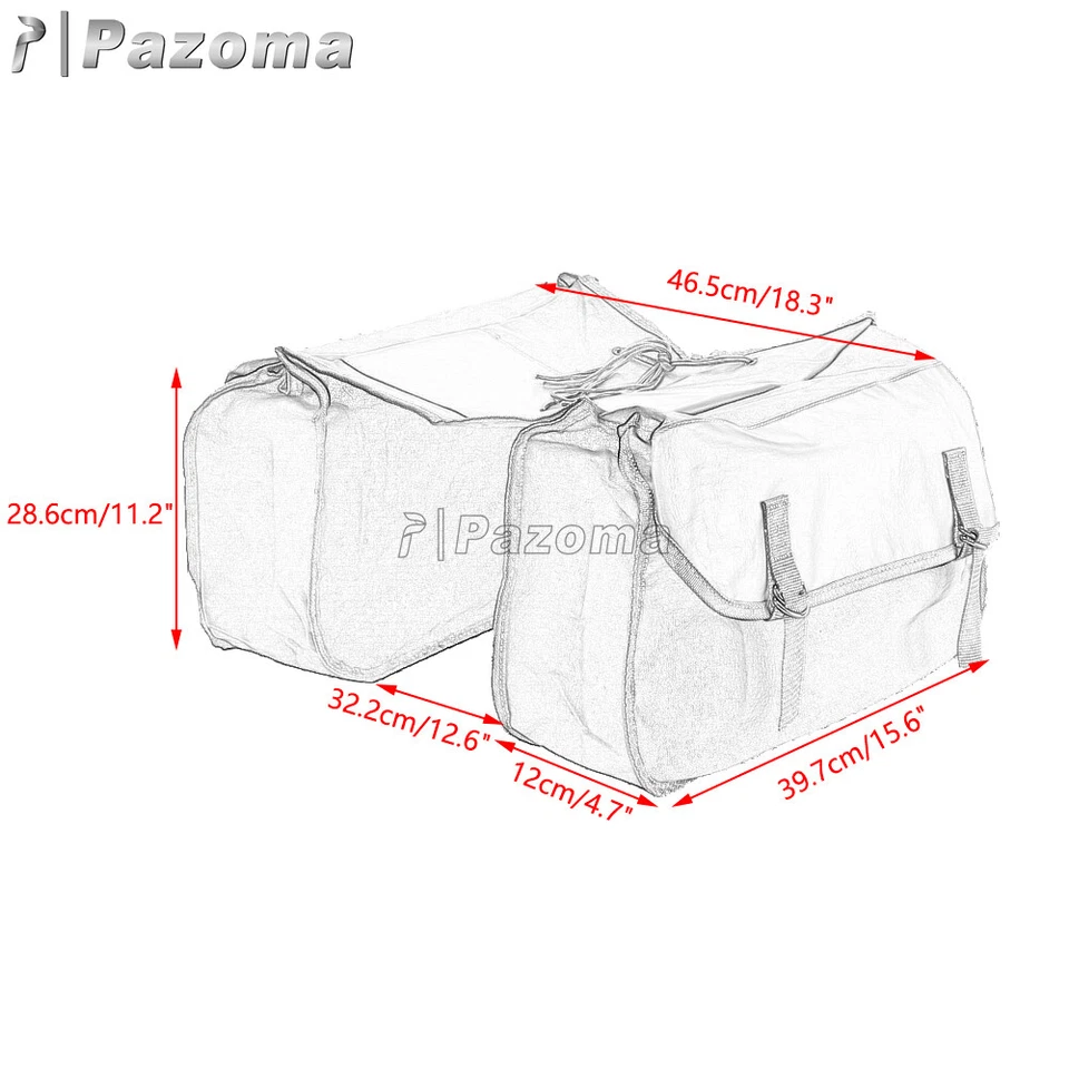 For Harley Yamaha Honda Suzuki BMW Saddle Bag Large Capacity Canvas Panniers Bag - Image 2 of 4