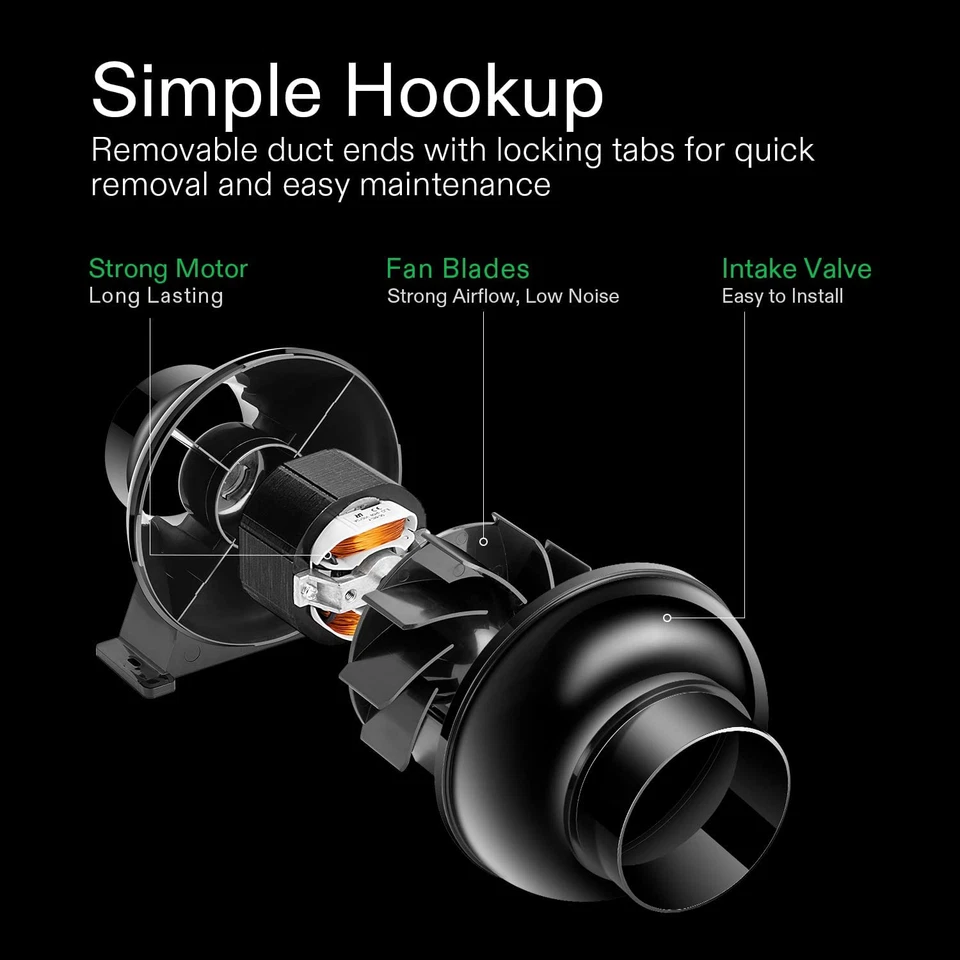 Ventilador de ventilación de conducto en línea 195 CFM de 4 pulgadas soplador de ventilación de HVAC para hidroponía NUEVO Foto 3 de 4