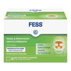 FESS Nasal & Sinus Wash Gentle Strength Saline Wash 100 Sachets  - Picture 1 of 1
