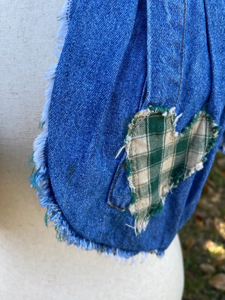 Vintage Denim and Gingham Repurposed Vest - Image 4 of 4
