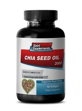 Chia Seed Oil 2000mg. Supports Immune System, Body Health Antioxidant (1 Bottle)