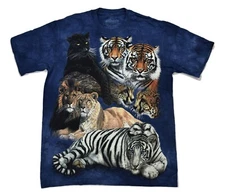 The Mountain Mens Big Cat Collage Lions Tigers Panther Leopard Shirt New Small