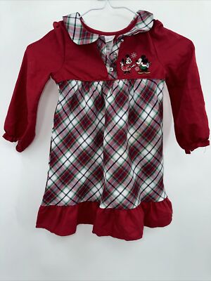 mickey christmas dress Girls Disney Minnie Mickey Mouse Santa Christmas Dress Size S 6/6x