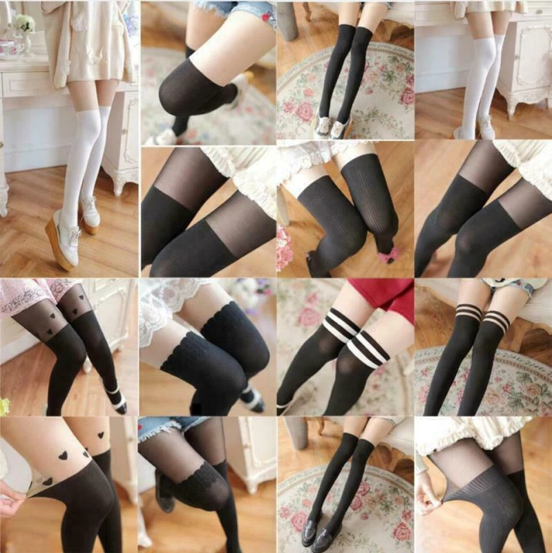Hosiery Socks Cute Patterns Sheer Pantyhose Mock Stockings Tights Fashion Tattoo - Image 3 of 3