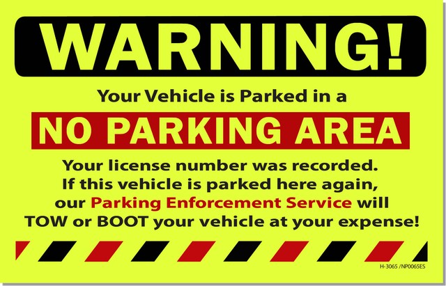 YNP 10 Yellow WARNING NO PARKING AREA! Tow Towing Zone Auto Car Sign ...