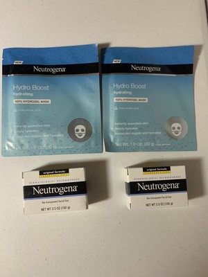2 Neutrogena Transparent Face Cleansing Bars 2 Hydro Boost Masks Facial Bundle