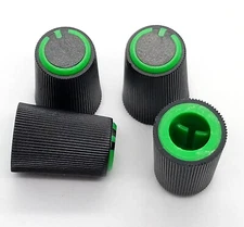 4x Green & Black D-Shaft 270° Pot Knobs for 6mm DJ-TECH BEHRINGER SOUNDCRAFT