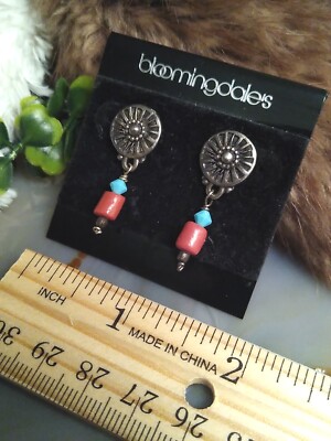BLOOMINGDALE'S Southwest Vibe Earrings, Mixed Materials/Media on Original Card!
