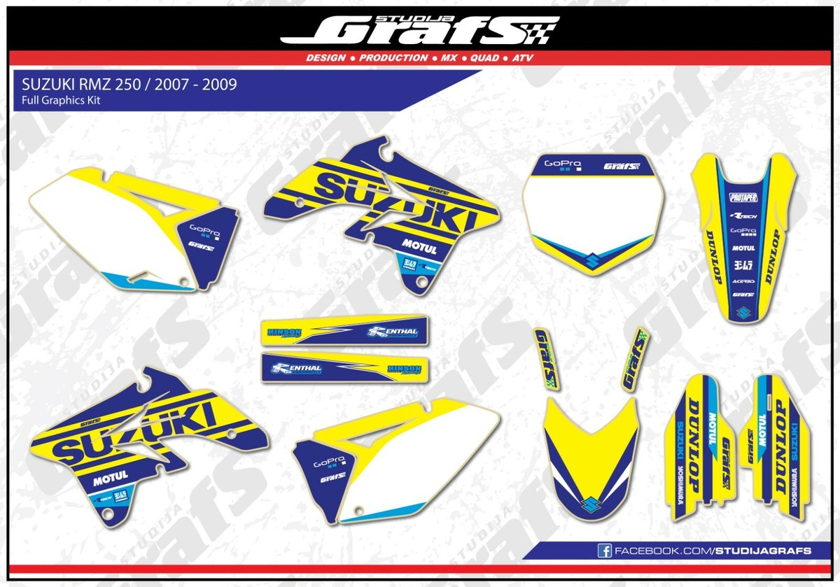 2007 2008 2009 RMZ 250 Graphics Kit For SUZUKI RMZ250 RM-Z Decals