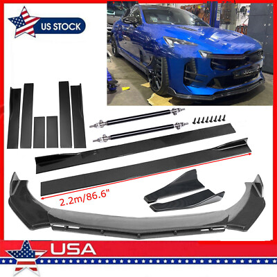 Carbon Fiber Front Bumper/ Lip Side Skirt Strut Rods For Kia Stinger 2018-2023
