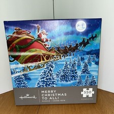 HALLMARK Merry Christmas To All Santa Sleigh Puzzle 550 pieces 18 x 24 2 avb