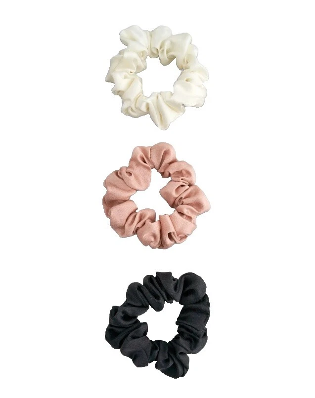 Black 100% Silk Hair Scrunchies for Women