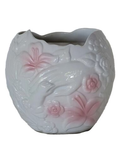 1993 VASE/PLANTER FTD " ESPECIALLY FOR YOU"  MOTHER AND CHILDS HANDS PINK/WHITE - Picture 1 of 8