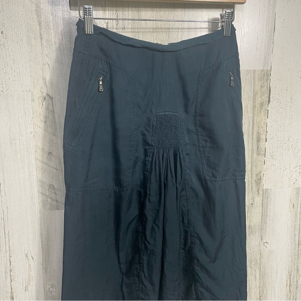 SAINT LAURENT Gonna YSL Yves St Laurent vintage blu increspato gonna con cerniera taglia 38 STIMATA