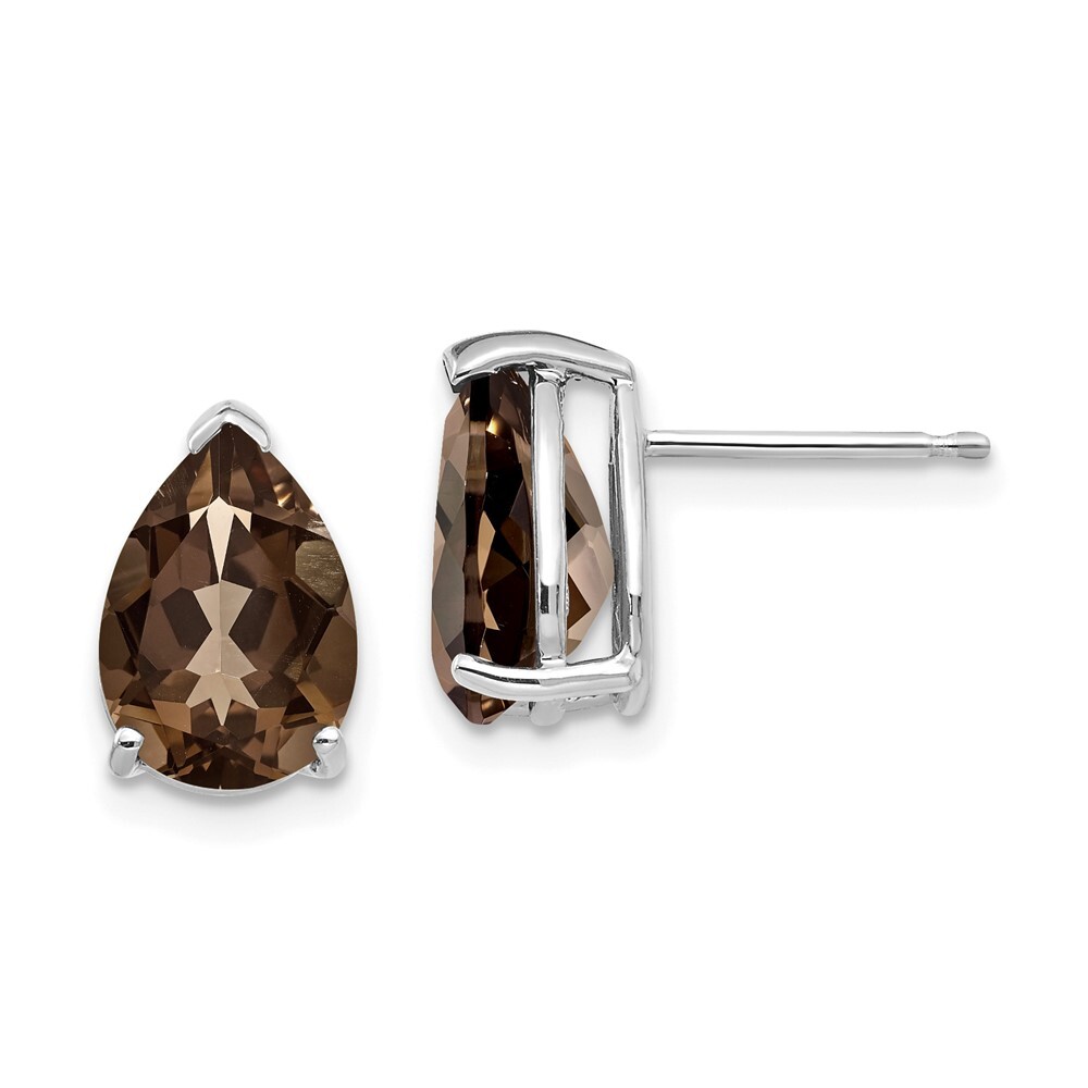 12mm 14k White Gold 10x7 Pear Smoky Quartz Earrings | eBay