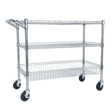 Heavy Rolling Utility Cart 3 Tier Rolling Carts w Wheels 36x18x32" Storage Cart