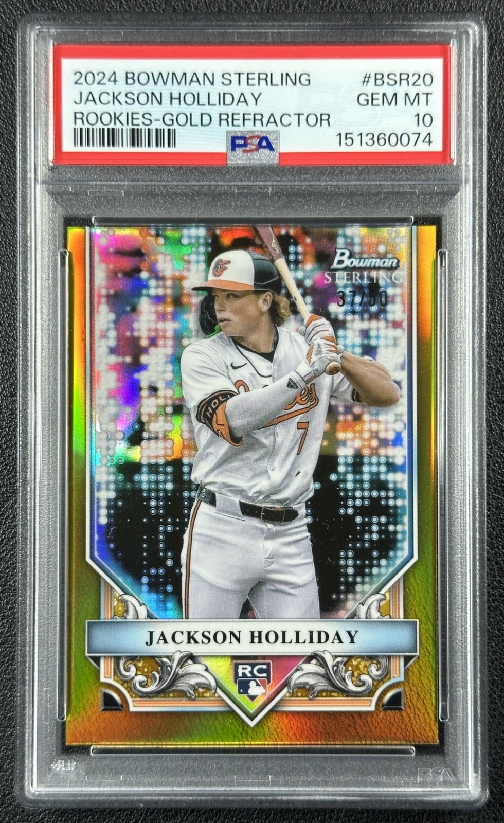 JACKSON HOLLIDAY PSA 10 2024 BOWMAN STERLING #BSR-20 ROOKIE GOLD REFRACTOR 37/50 view 1