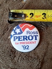Vintage Vote For Ross Perot For President 1992 Collectible Pinback Button Pin