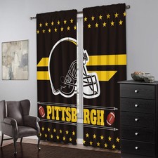 Pittsburgh Football Curtain Rod Pocket Drapes for Bedroom/Living Room 72 63 in