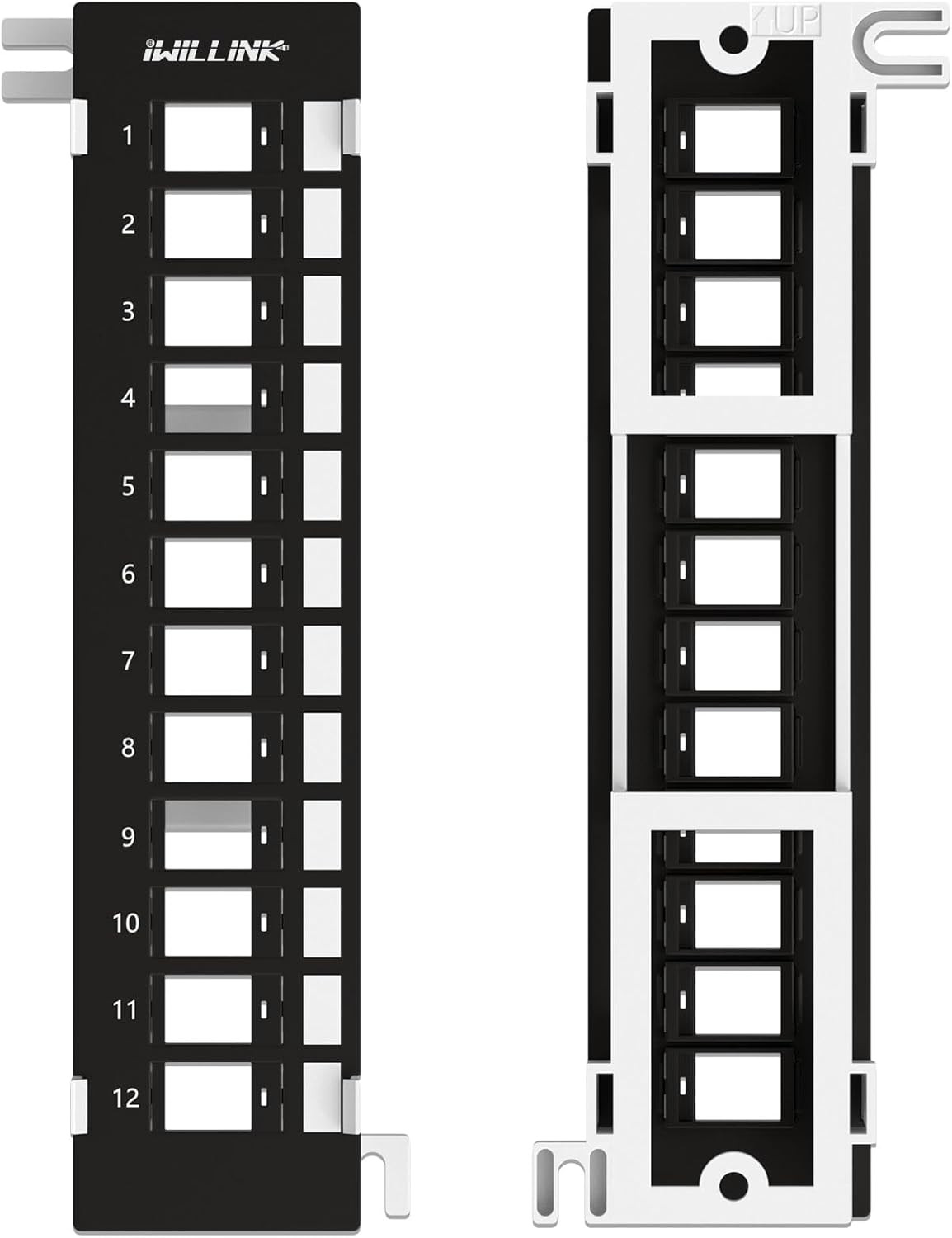 Iwillink Blank 12-Port Keystone Patch Panel with 89D Wall Mount Bracket, Versati