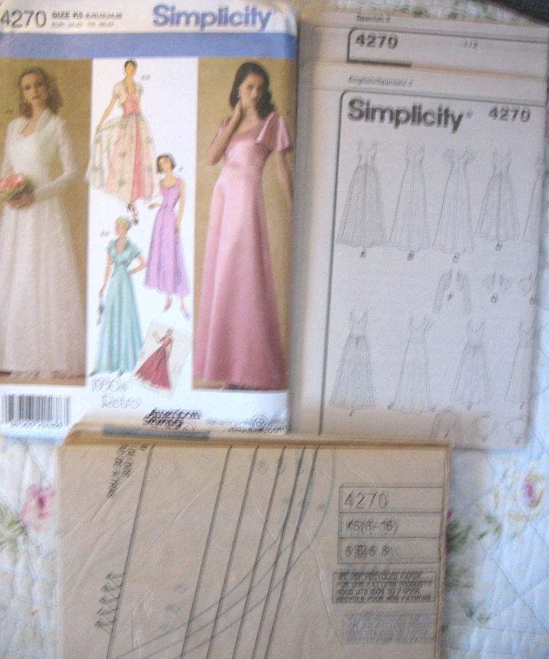 Simplicity 4270 Sew Pattern 1930's RETRO vtg Misses 8-18 Evening Wedding Dress - Image 2 of 4